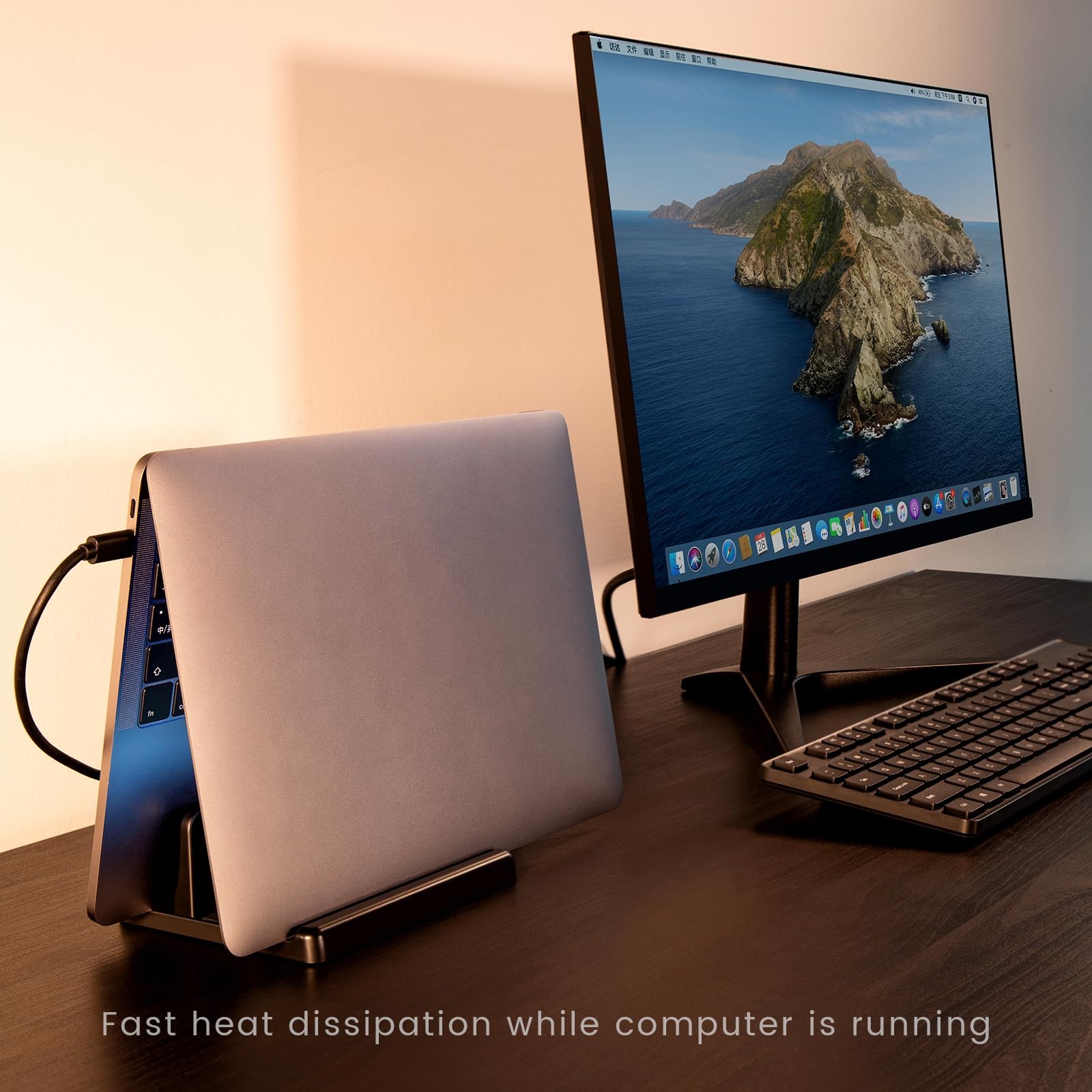 Adjustable Laptop Stand Vertical Notebook Holder ABS Plastic Space Saving Deskto