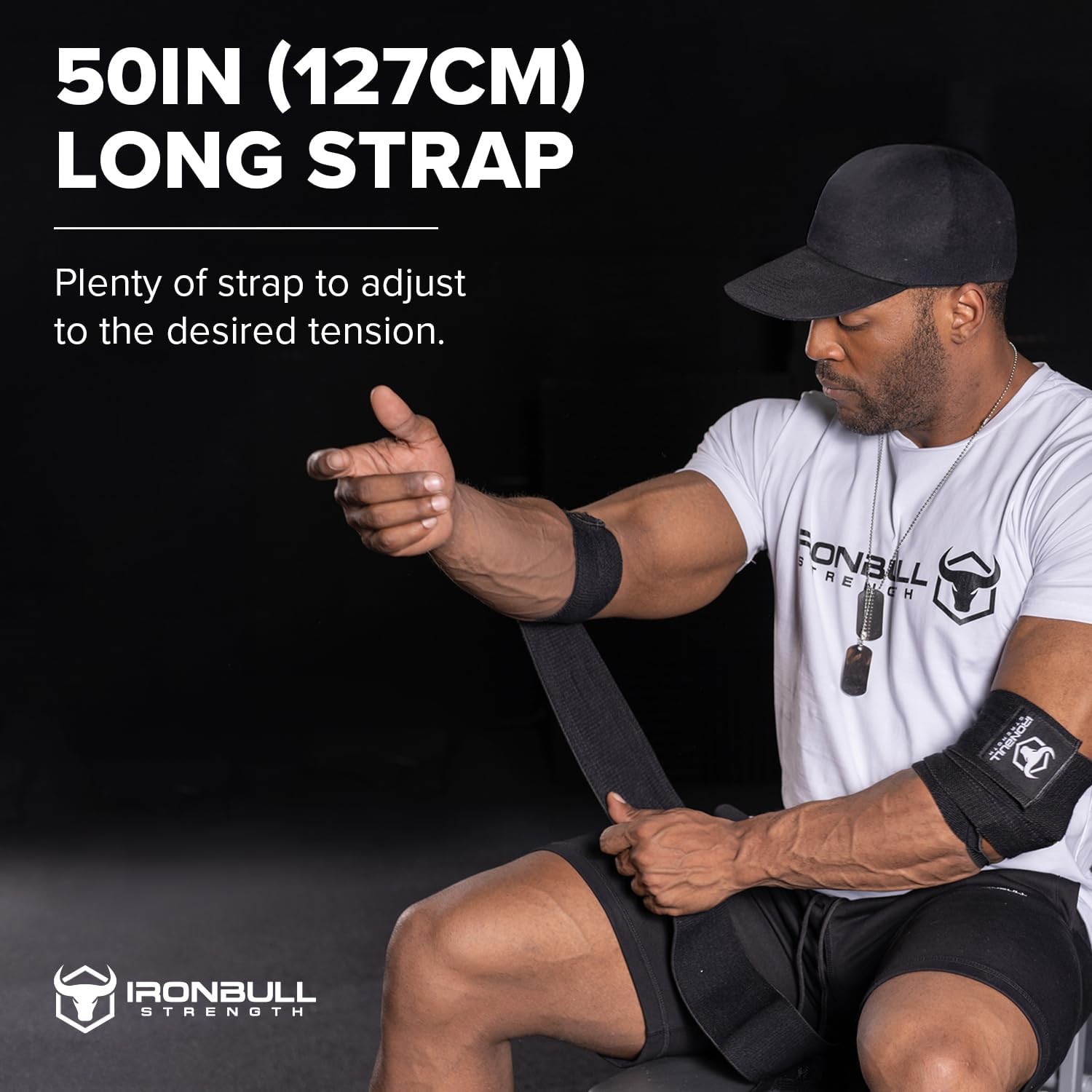 Elbow Wraps for Weightlifting (1 Pair) - 50" Elastic One Size, Black
