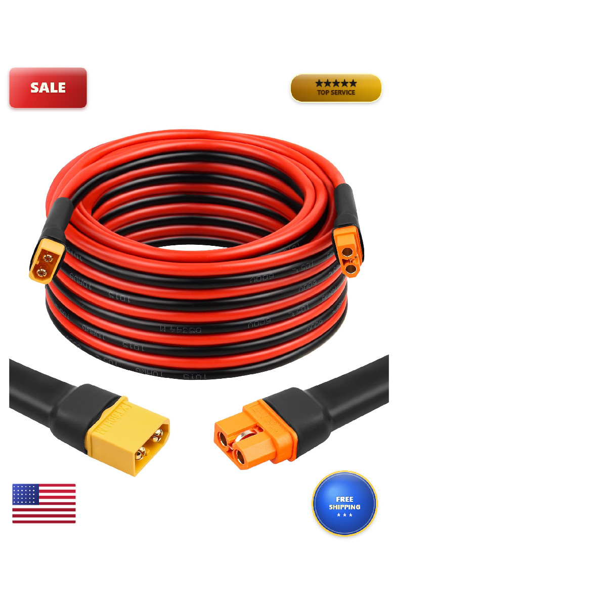 Mookeerf Xt60I To Xt60 Extension Cable 10Awg 25Ft Xt60I Female To Xt60 Male