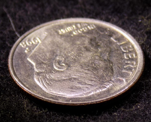 1998-P Roosevelt Dime Misaligned Die Obverse Off Center Error