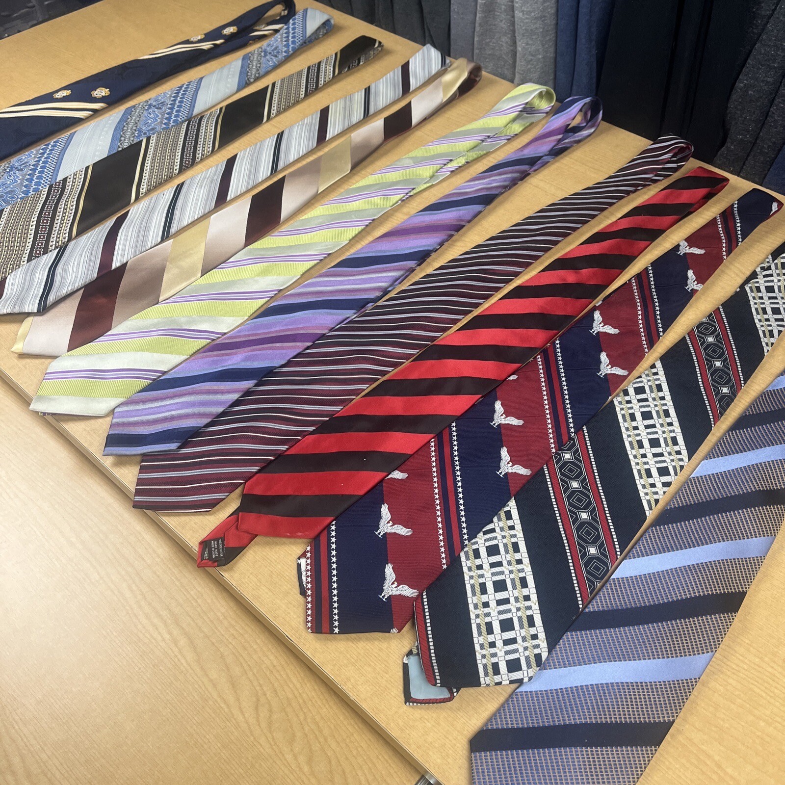 Lot Of 12 Ties Horizontal Stripe Ties