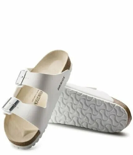 Birkenstock Arizona Unisex Sandals Slides 0051733 Birko-Flor -White -Narrow