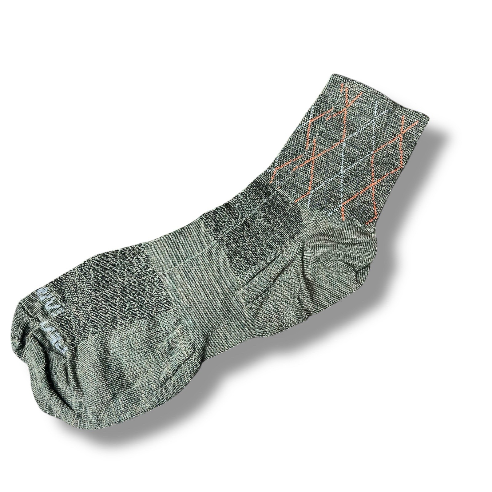 Pearl Izumi Merino Wool Ankle Socks Mens Size XL Forest Orange 1 Pair Argyle