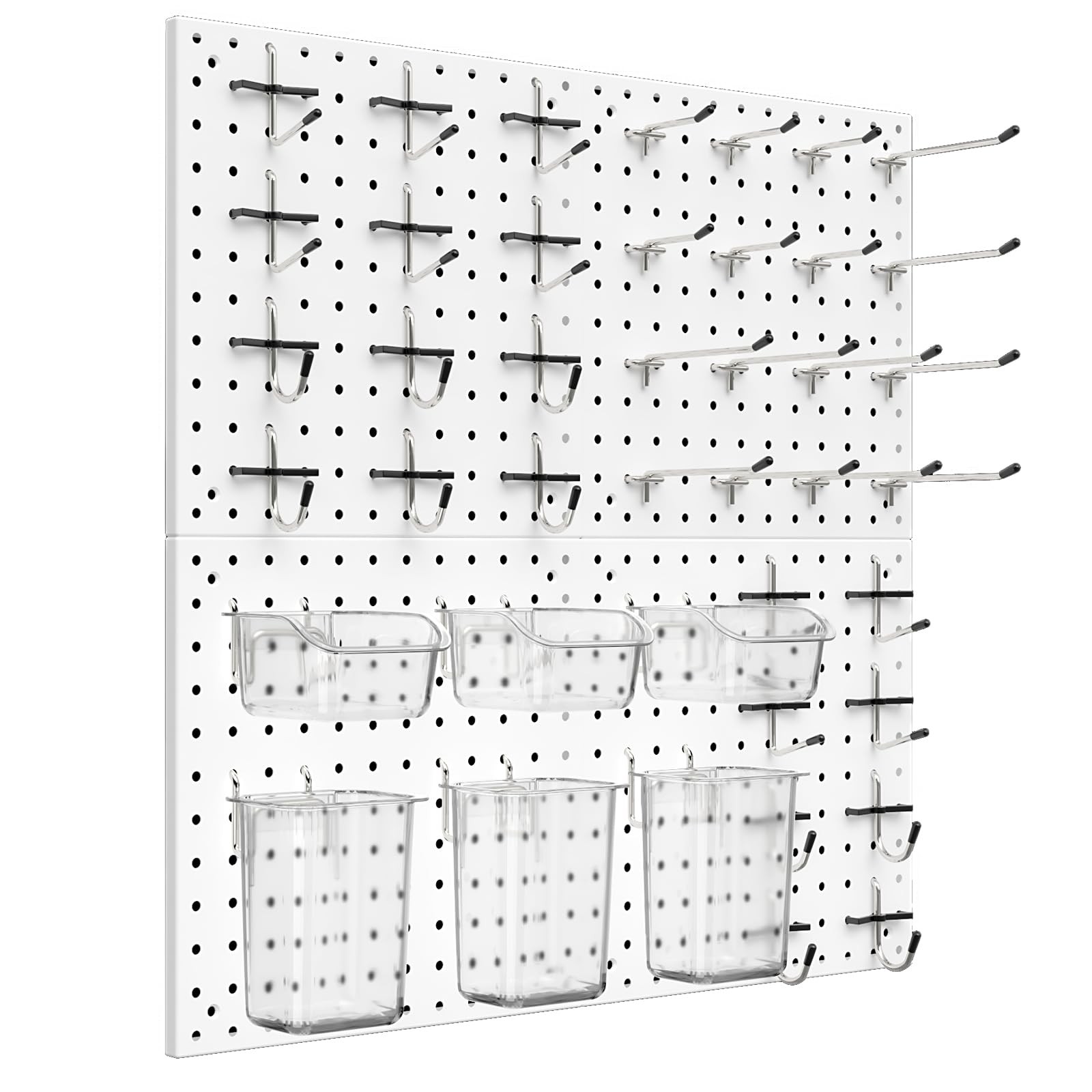Peg Board Kit White 66 Pieces Hooks Bins Wall Organizer Office Craft Display