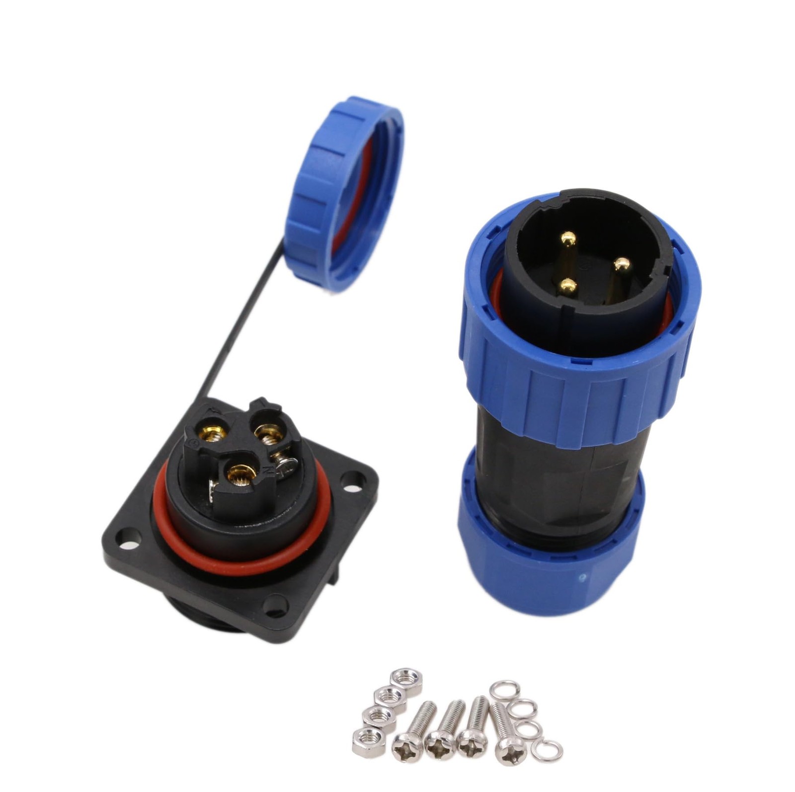 HangTon TY20 3 Pin 25A Panel Mount Cable Connector, Male Female Plug Socket, ...