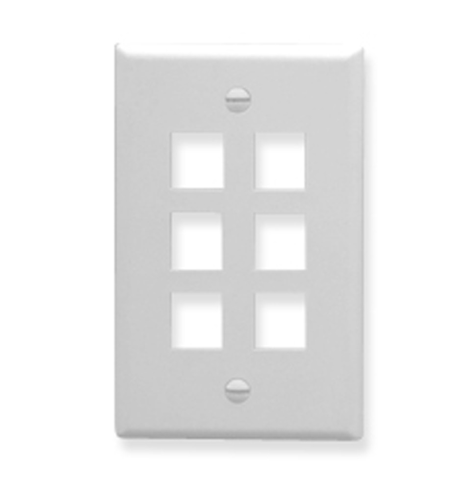 FACEPLATE FLAT 1-GANG 6-PORT WHITE IC107F06WH UPC 633758004893