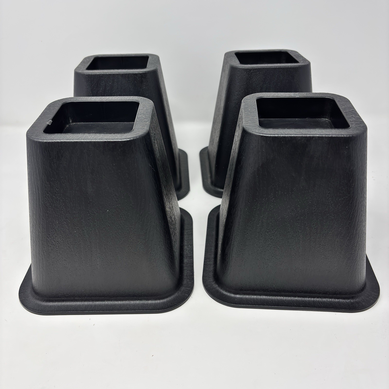 Set of 4 Black Bed/Furniture Risers 6" Tall Very Sturdy and Stable College Dorm