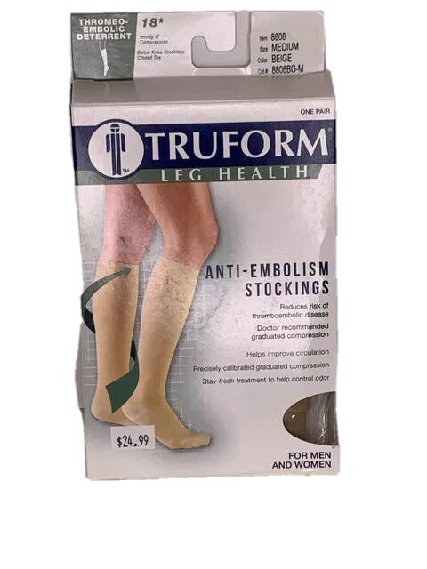 Anti Embolism Stockings M Womens 9-11.5 Beige 18 mmHg Compression #8808BG-M NEW