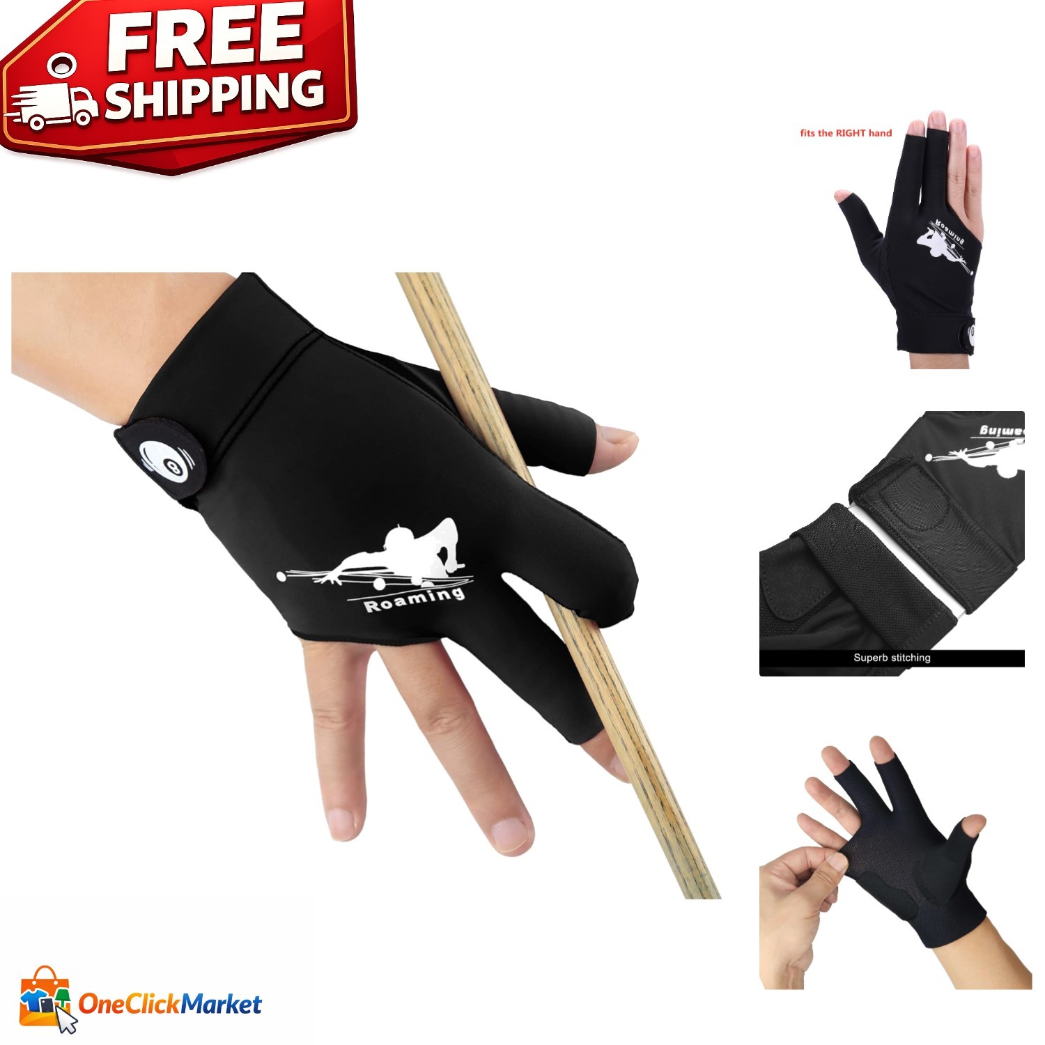 Quick-Dry Billiard Gloves - Comfortable Lycra Snooker Cue Sport Glove Right Hand
