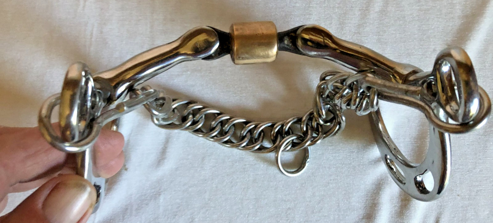 5" Kimberwick Bit with HINGED Copper roller and curb chain