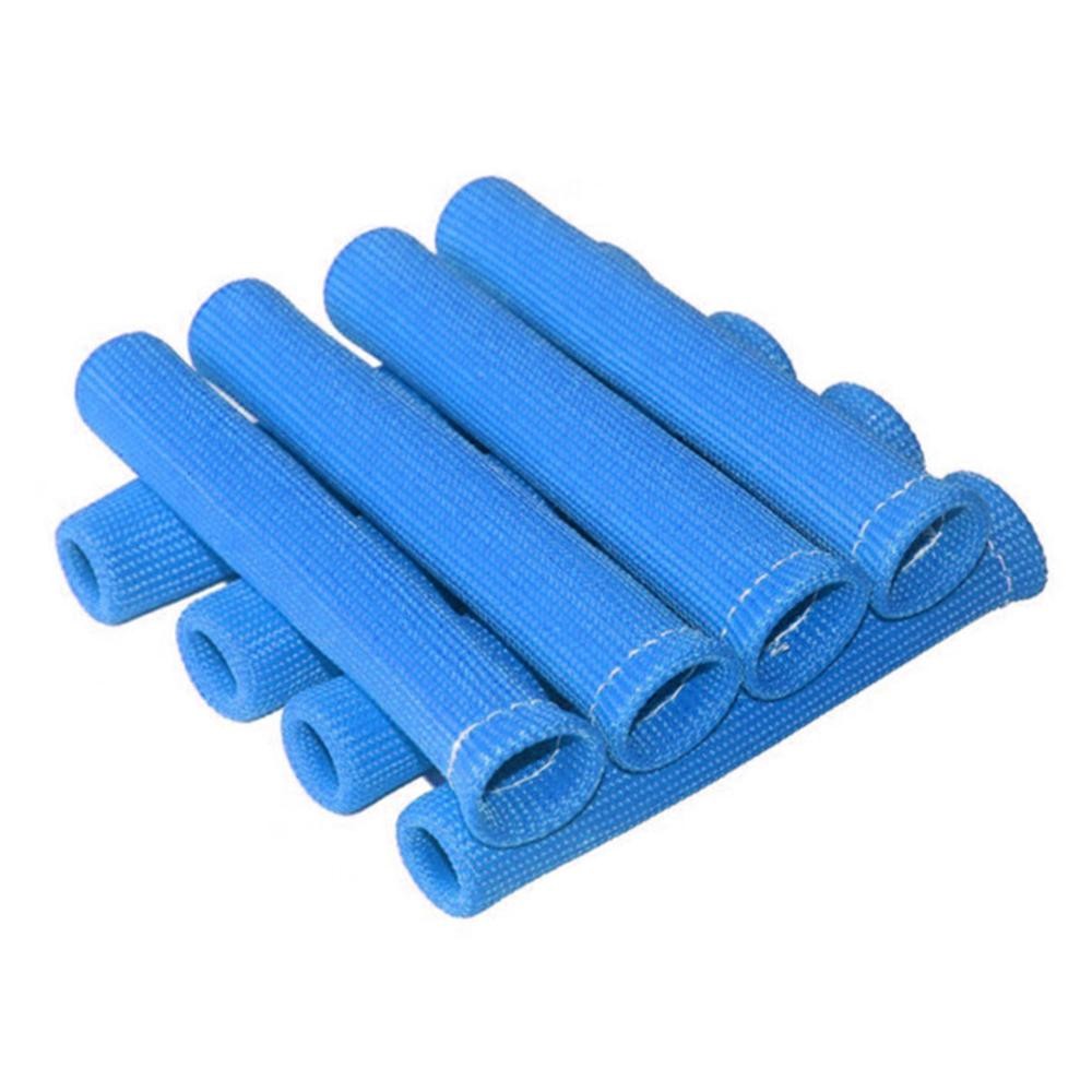 8* Blue Spark Plug Wire Sheath Wire Boots Sleeve Heat Shield Cover For SBC BBC x