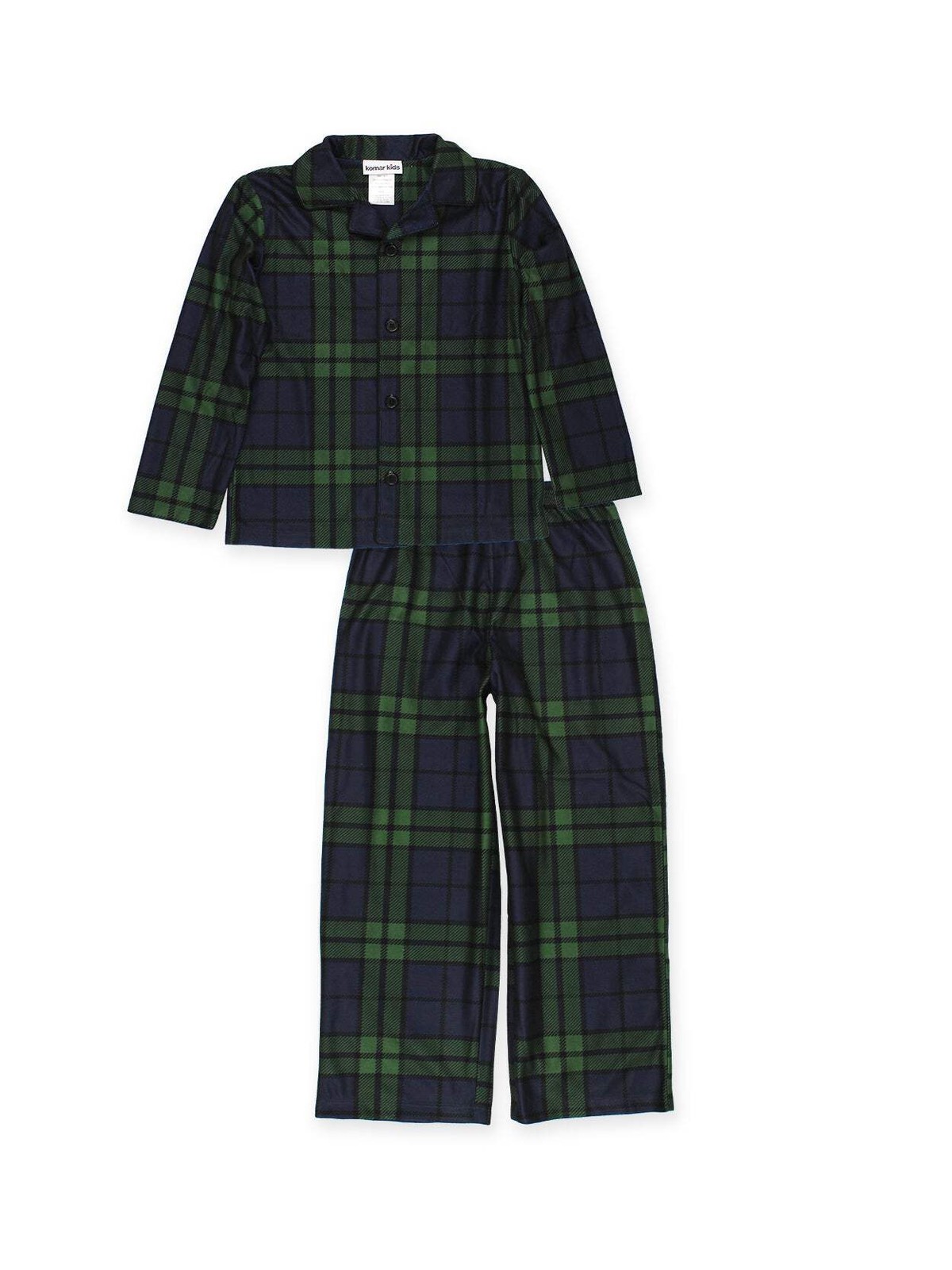 Holiday Green Plaid Coat Style Pajamas Set