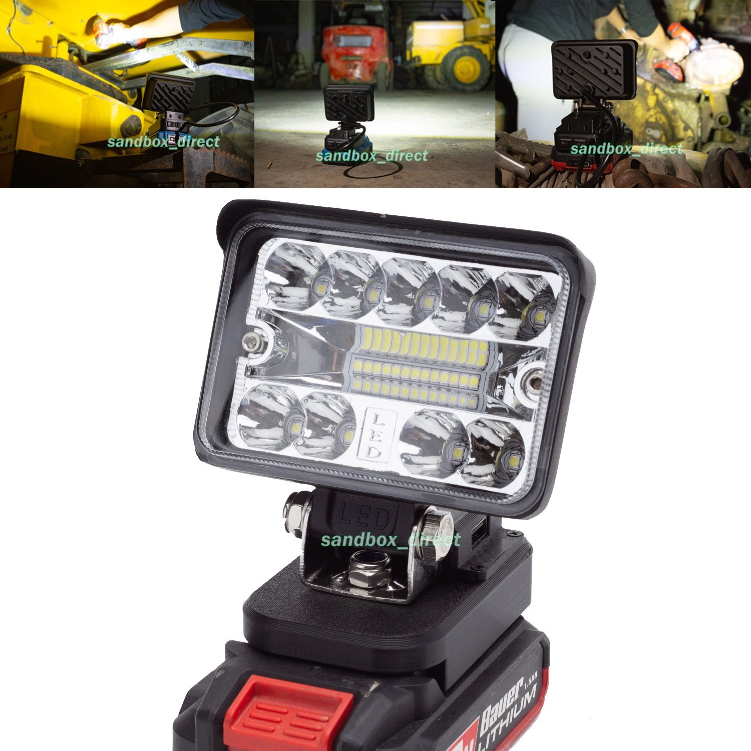 Led Work Light for Bauer 20v HyperMax Lithium Battery 2800LM w/FAST USB PORT