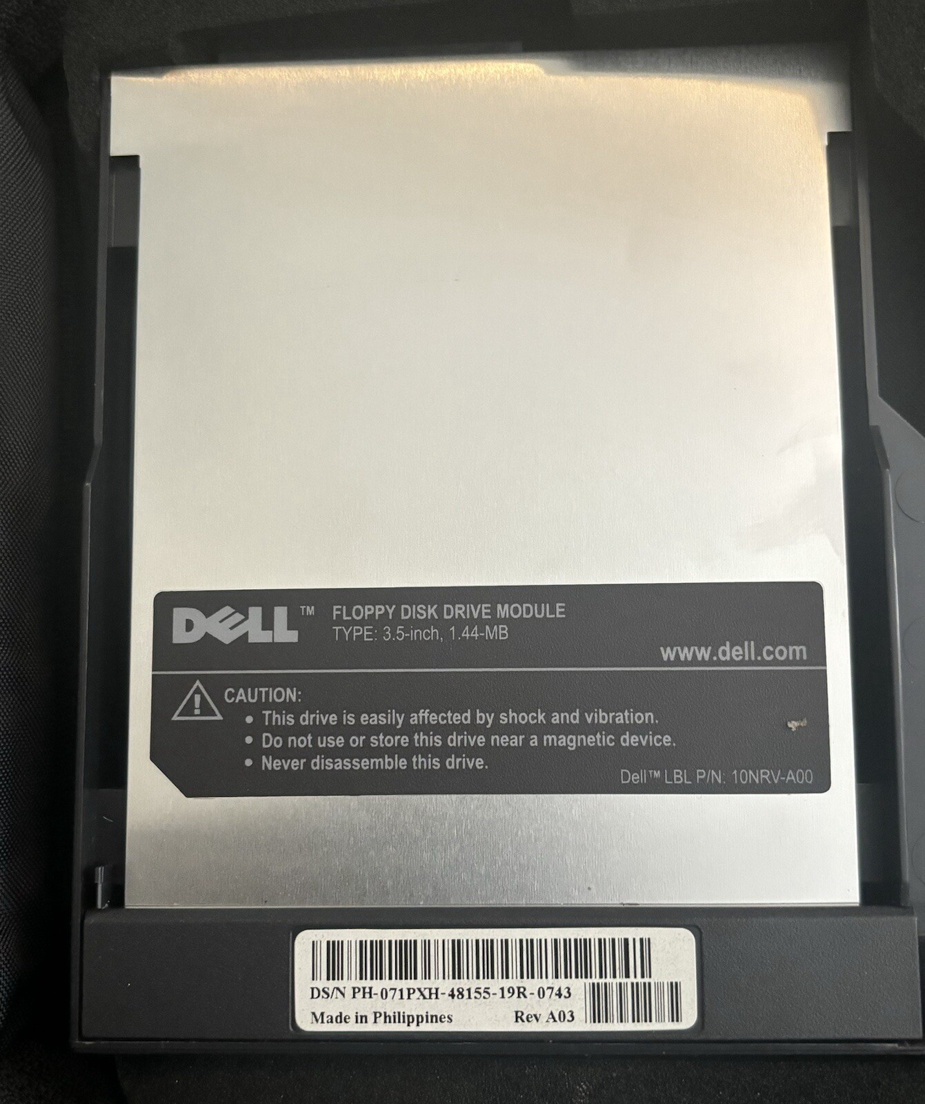 Dell 10NRV-A00 Floppy Disk Drive Module 3.5 inch 1.44-MB #5702 W/ Black Dell Bag