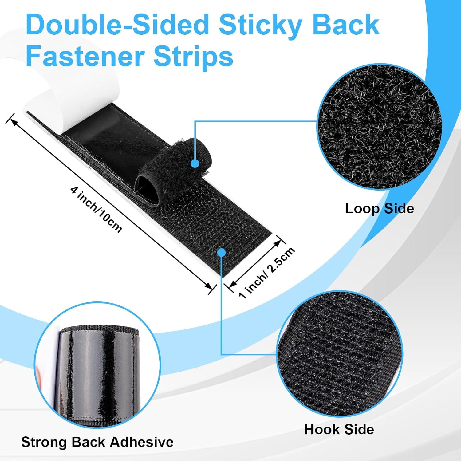 32 Sets 1x4 Inch Hook and Loop Strips with Adhesive, Strong Sticky Back, Heavy D