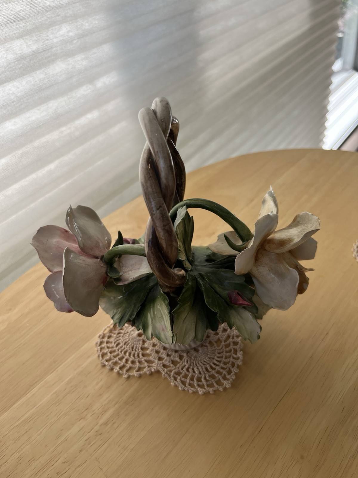 Vintage Capodimonte Floral Basket