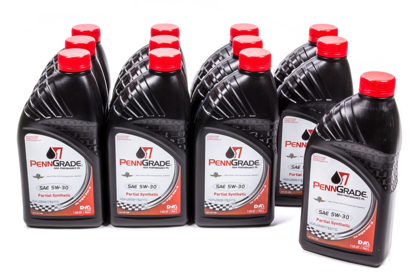 PennGrade Motor Oil - High Zinc - 5W30 - Semi-Synthetic - 1 qt - Set of 12