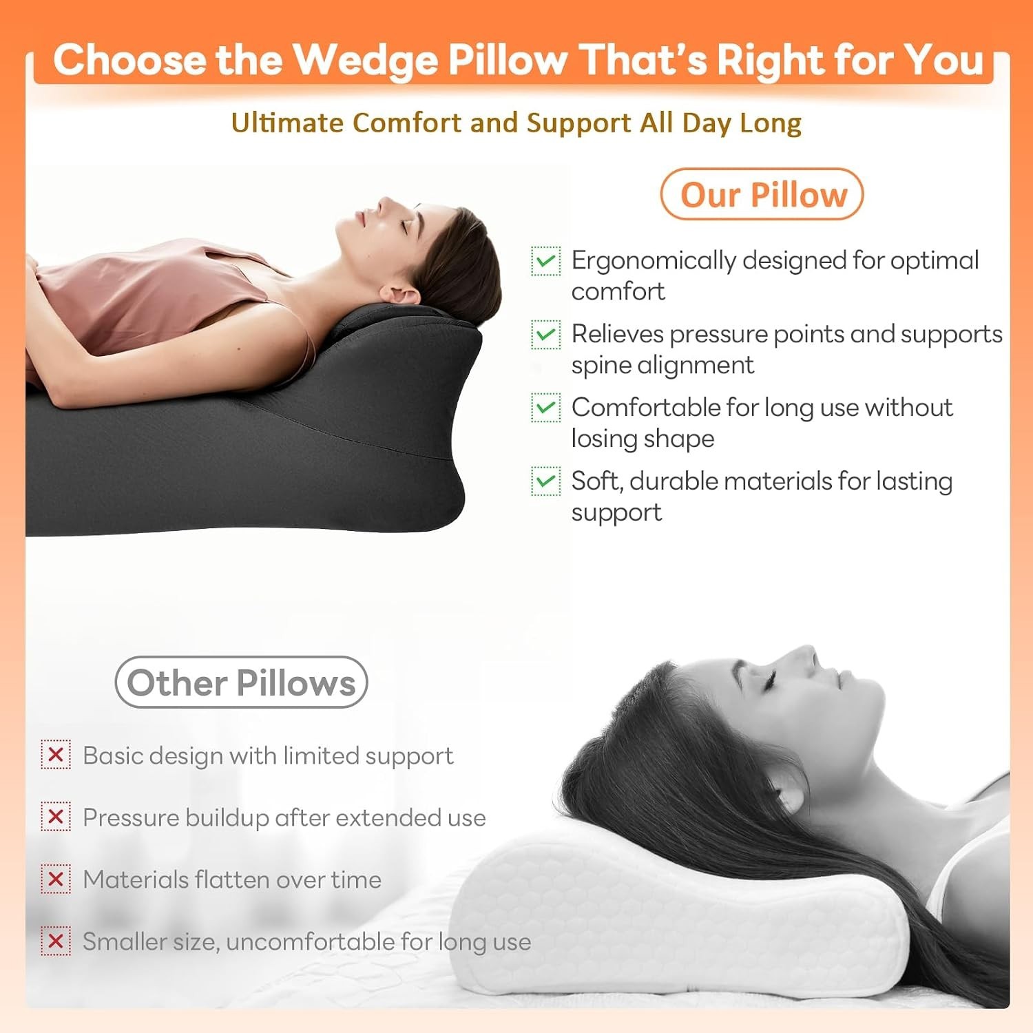 Sweet Spot Pillow,Couples Pillow, 27° Angle Perfect Position Memory Foam Support