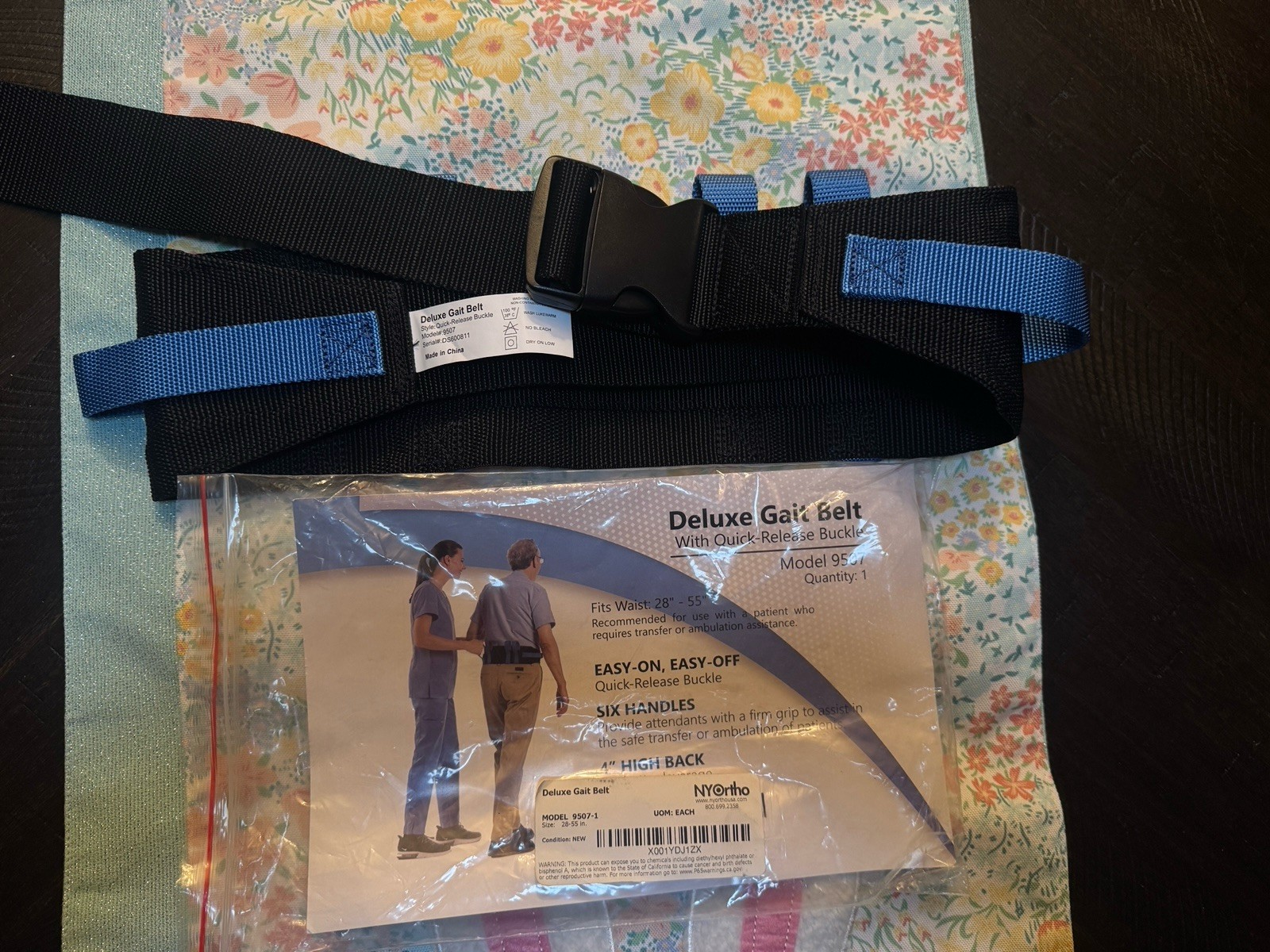 NYOrtho Deluxe Gait Belt 9507 Transfer Belt Quick Release 6 Handles 28-55