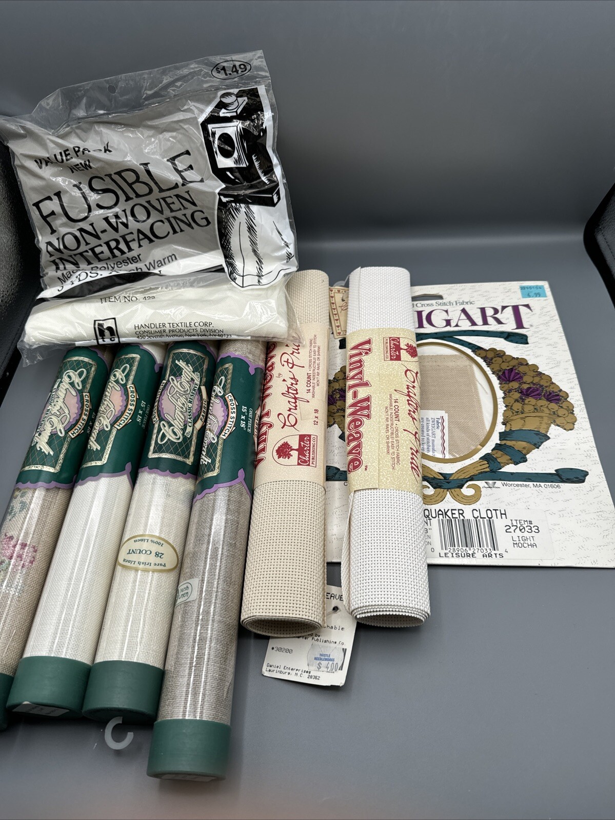 Charles Craft Lot + More Cross Stitch Fabric Rolls allotment