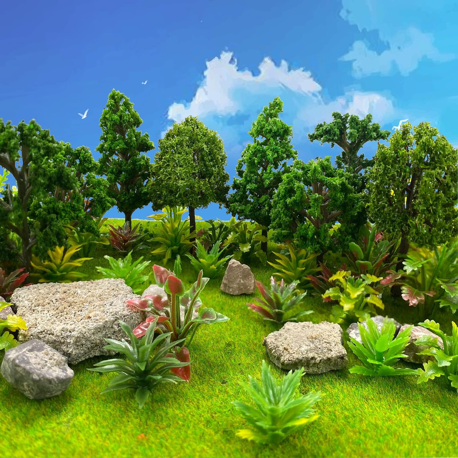 88Pcs Model Trees Mixed Miniature Plants Model Train Scenery Architecture Trees