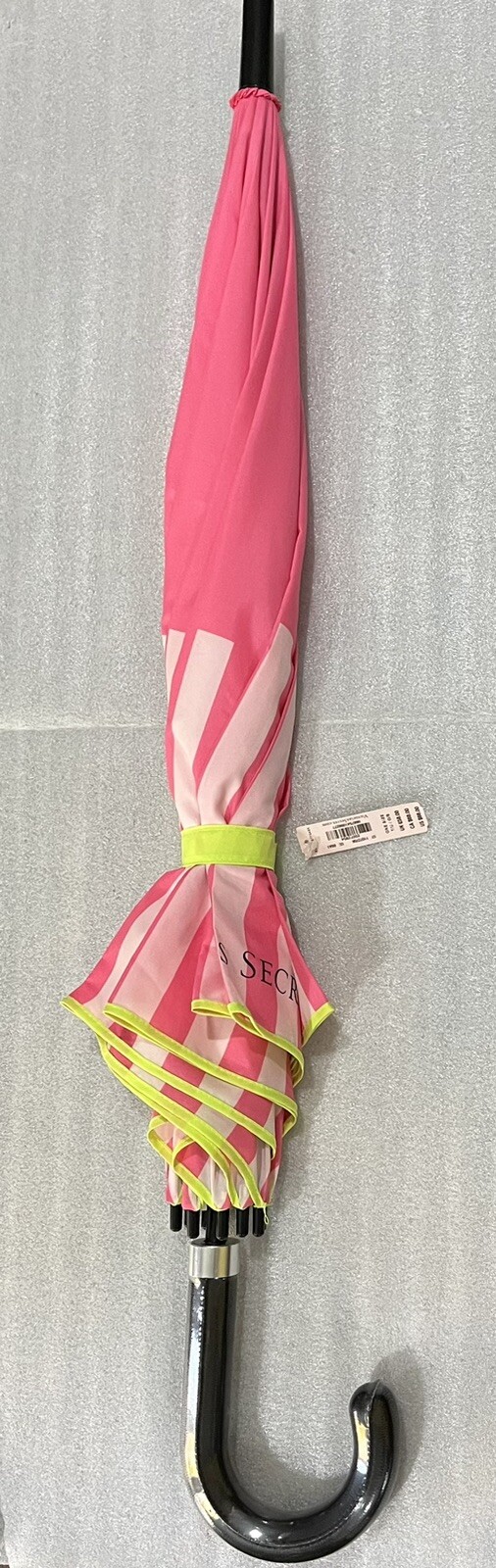 Victoria's Secret Pink/Lime Striped Parasol Umbrella NEW TAGS Spot Imperfection