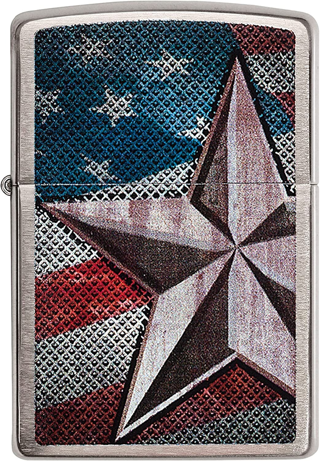 Zippo Retro Star and Flag Brushed Chrome 28653