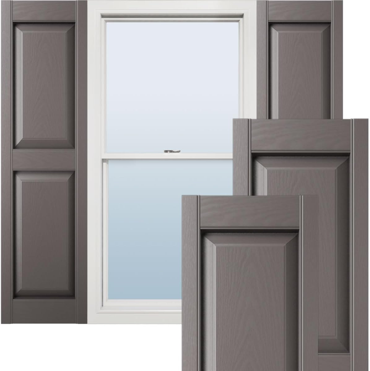 Custom Raised Panel Shutters, 14.5"W x 38"H, Musket Brown, Pair