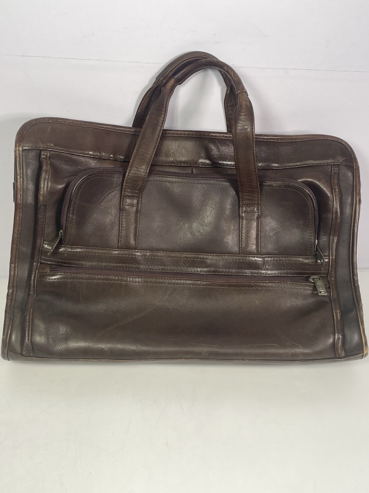 Vintage Leather Brown Laptop Messenger Bag Computer Briefcase Good Condition