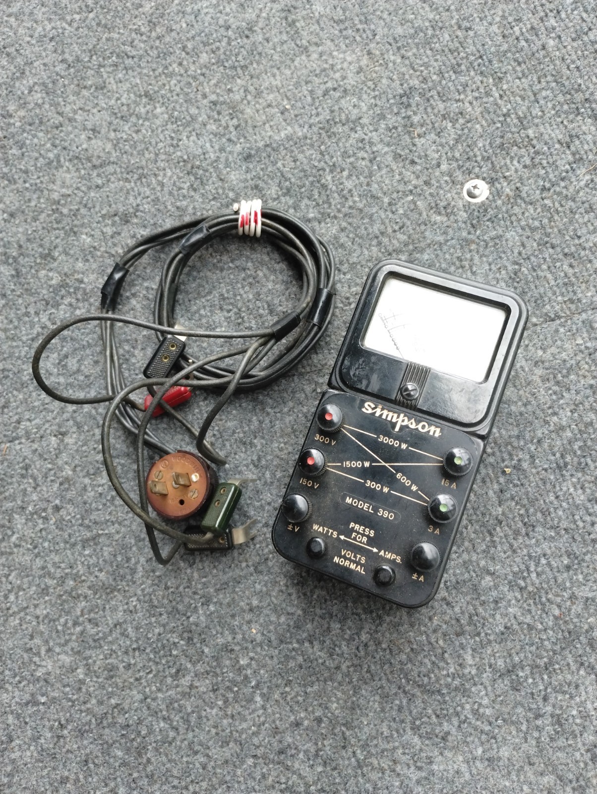 Very Nice Simpson Model 390 AC Volt Amp Wattmeter