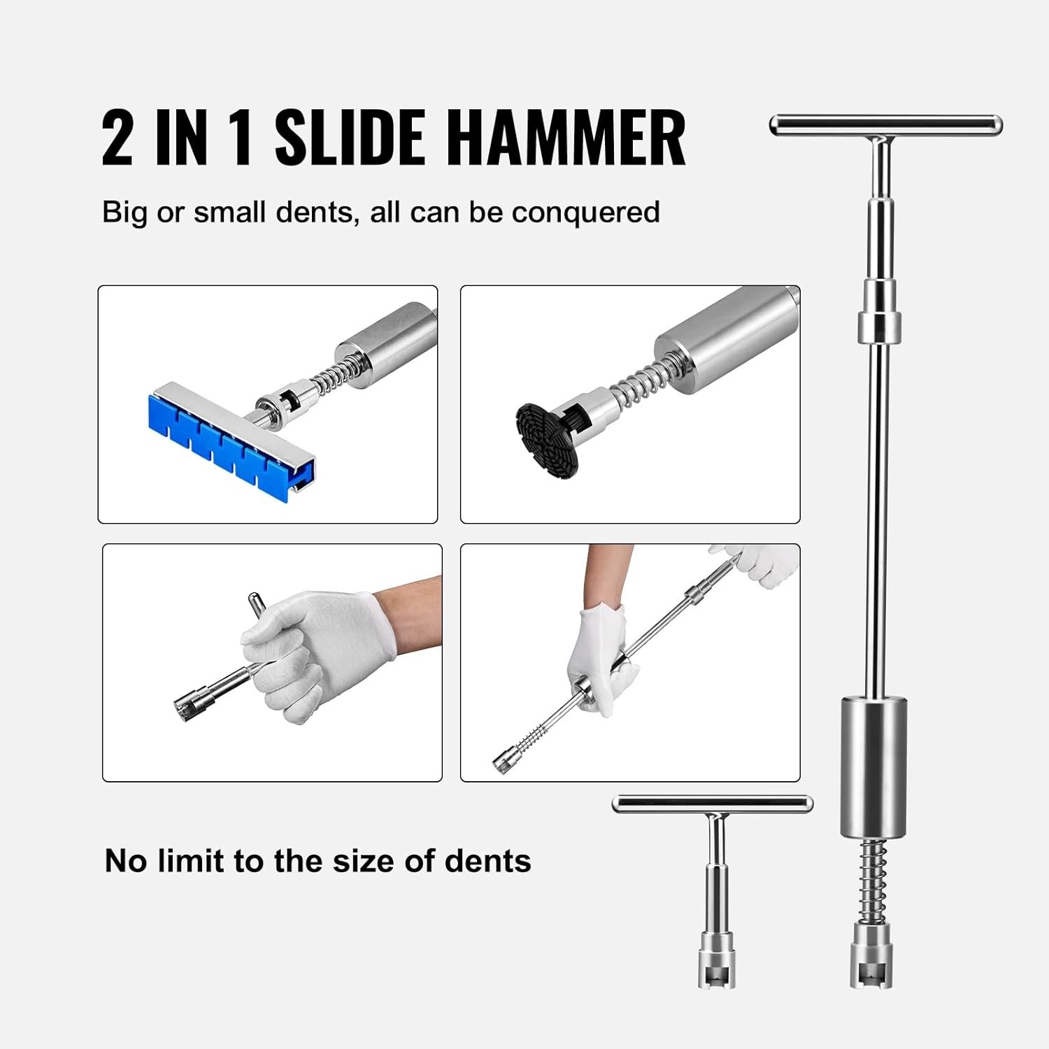 Adjustable Stainless Steel Dent Puller & Slide Hammer Kit for Paintless Repairs