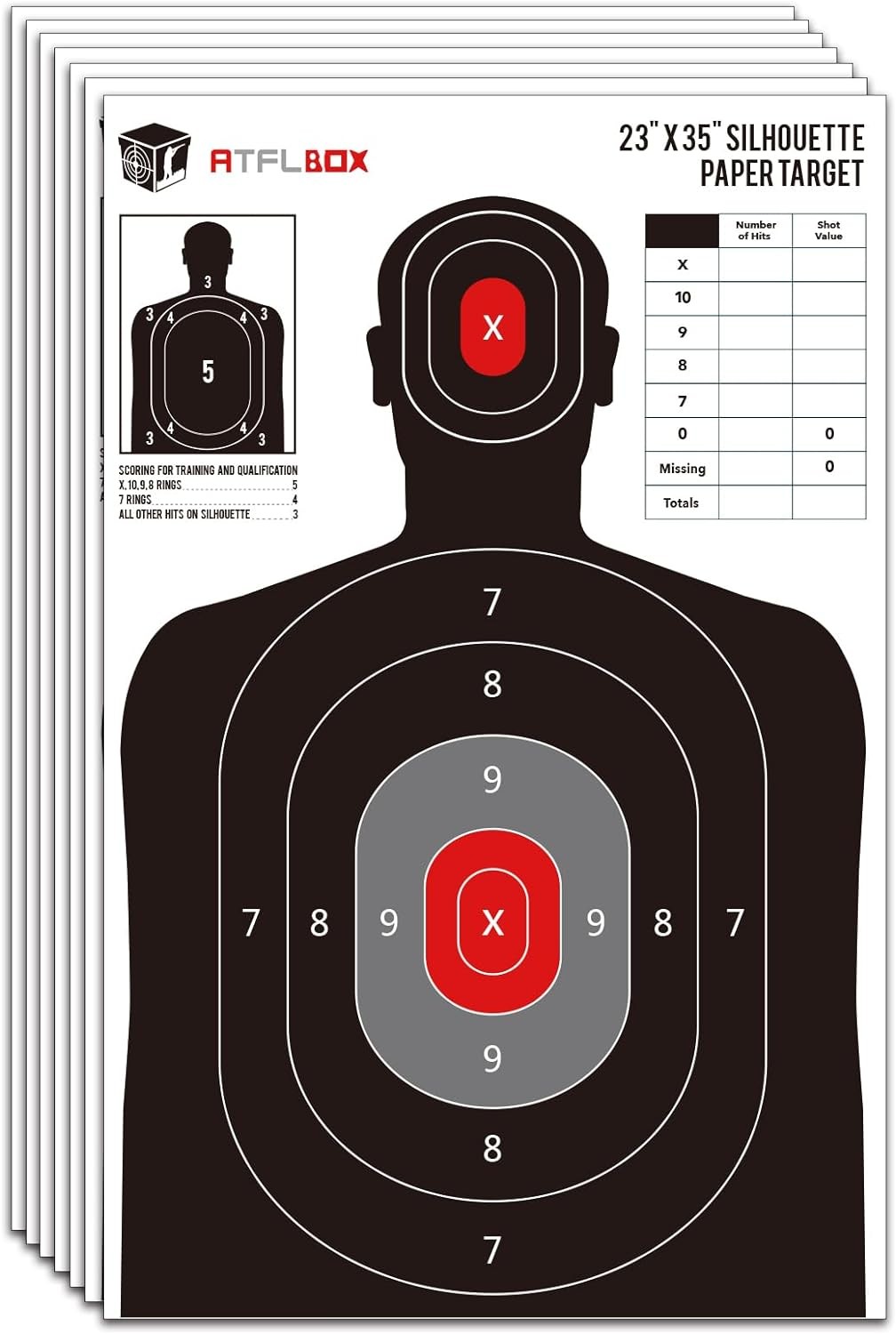 ATFLBOX Silhouette Paper Target for The Range, 23X35 inch Black