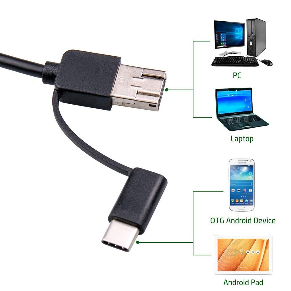 HD USB C Endoscope Type C Borescope Inspection Camera For Android MAC Computer