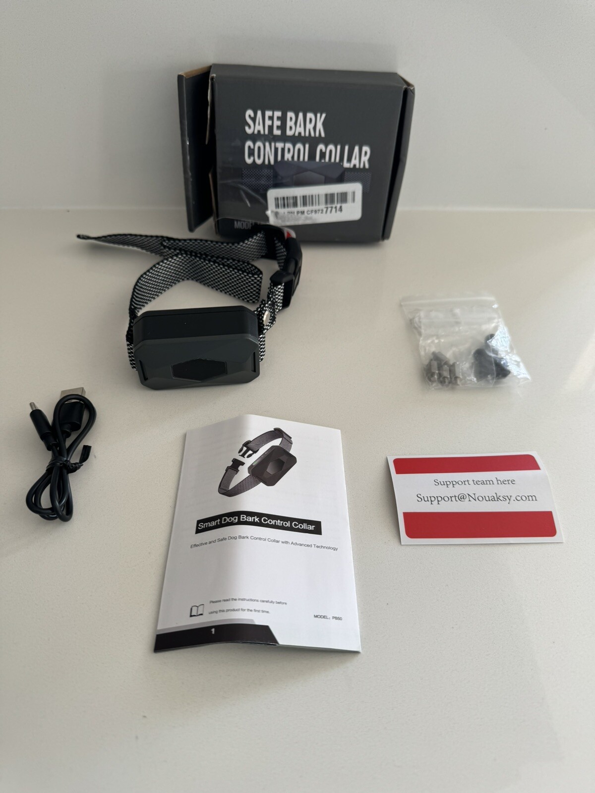 Safe Bark Control Collar PB50 Dog Bark Collar Rechargeable Anti Barking M-L grey