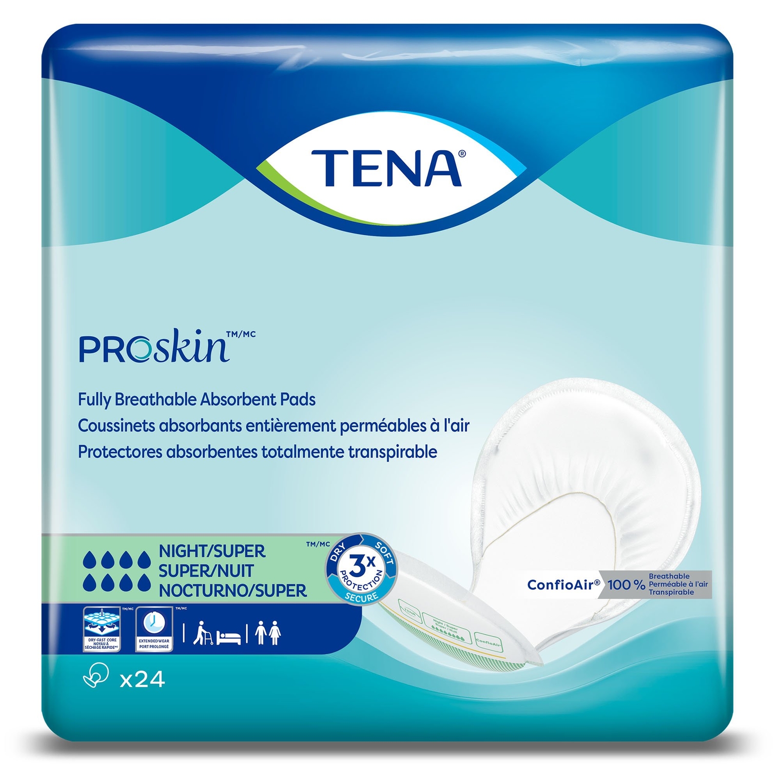 TENA Super Night Pad, 27" Long Case of 48