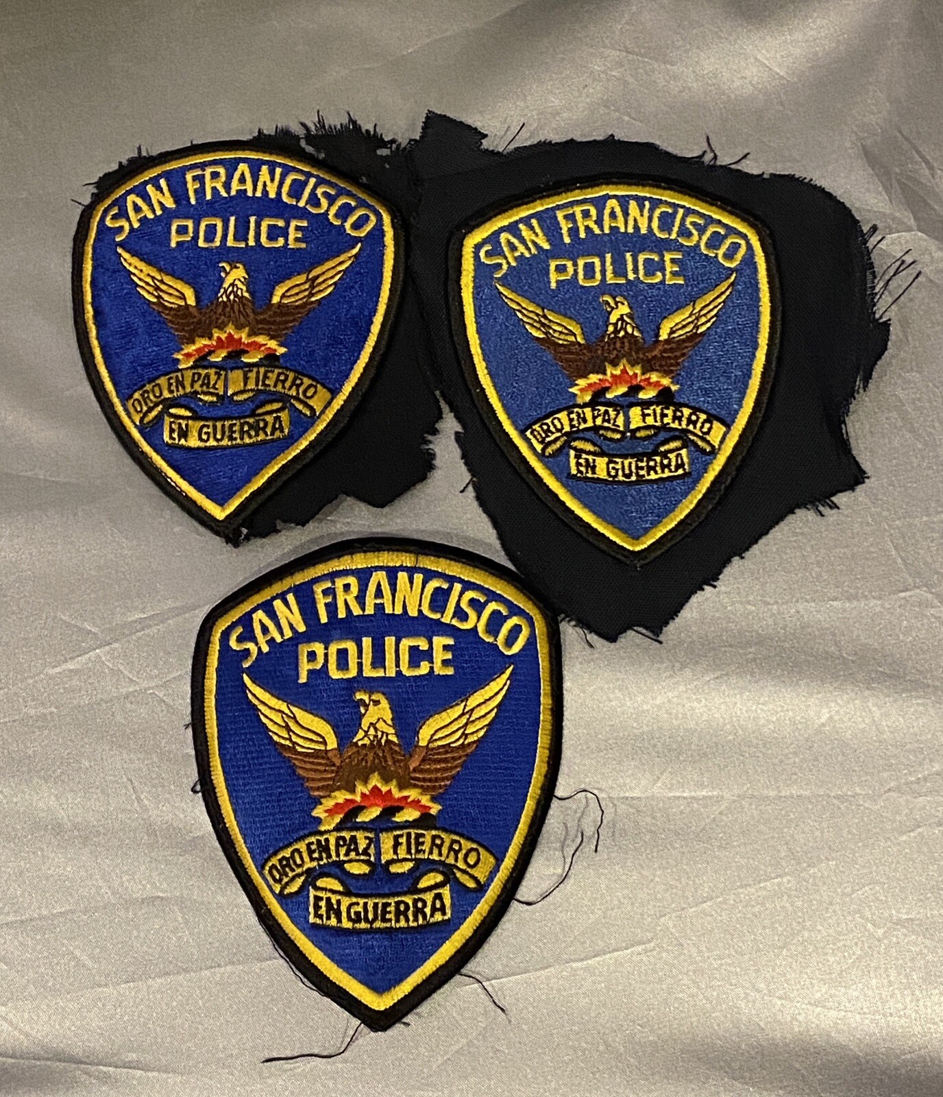 Lot Of 3 Rare San Francisco Police Department Uniform Cut Removed Patches Badge