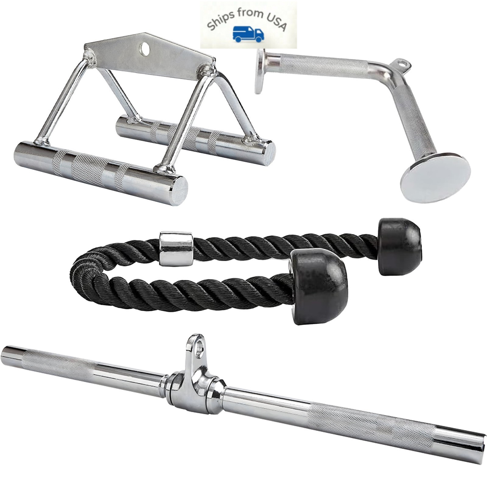 Set 4 Tricep Press Down & LAT Pulldown Attachments ，Cable Machine Accessories