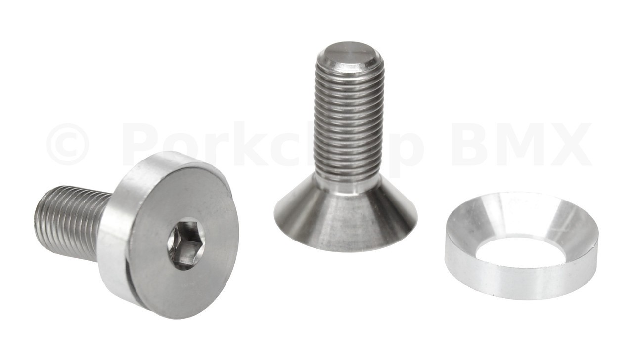 3/8" X 24T bicycle BMX solid crank spindle bolts fits Profile (PAIR) - TITANIUM