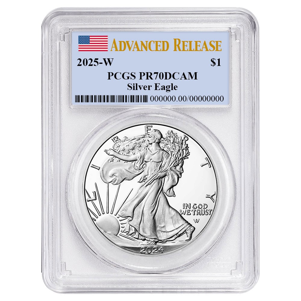 2025-W Proof $1 American Silver Eagle PCGS PR70DCAM AR Flag Label
