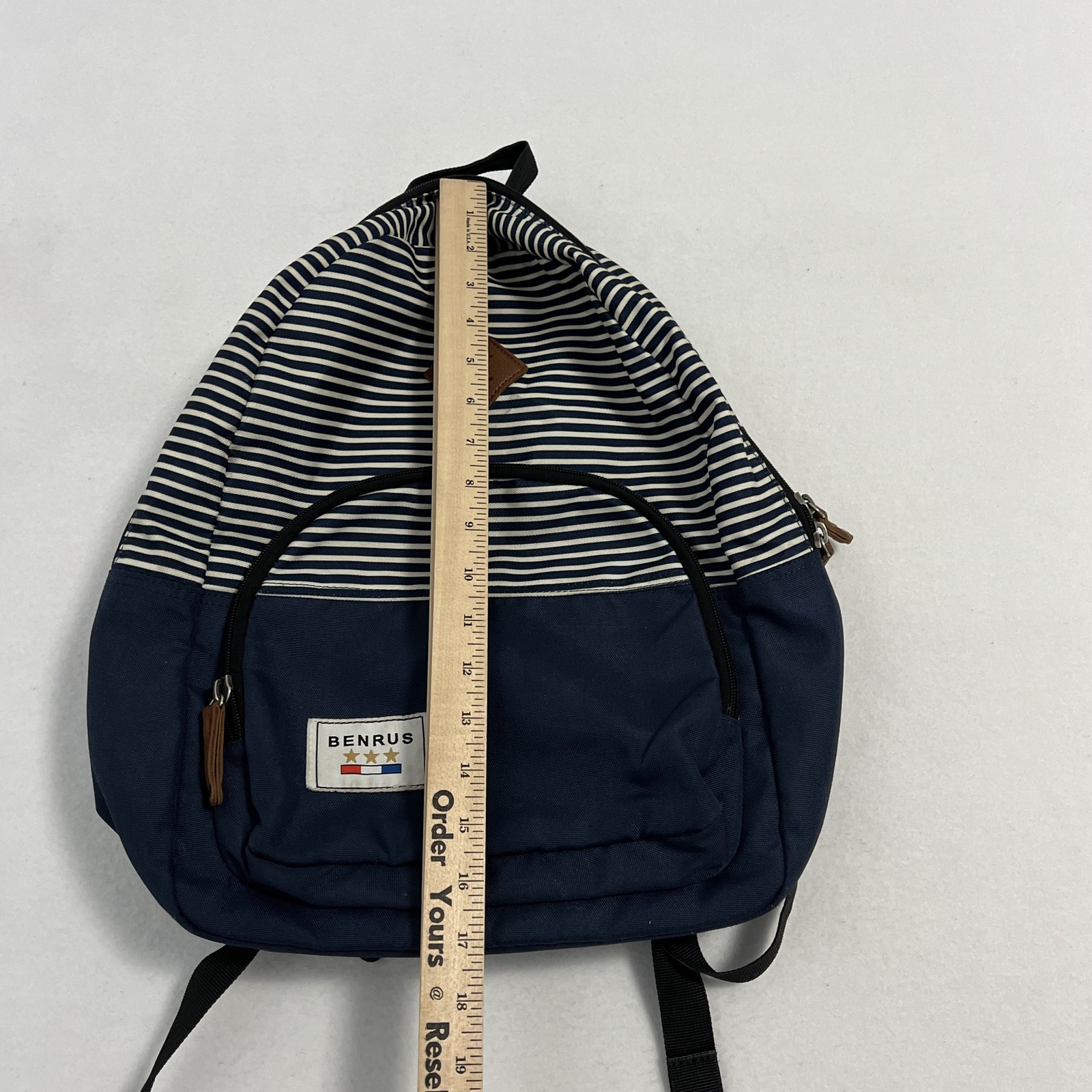 Benrus Blue Striped 17" Backpack Laptop Compartment Adjustable Straps Daypack