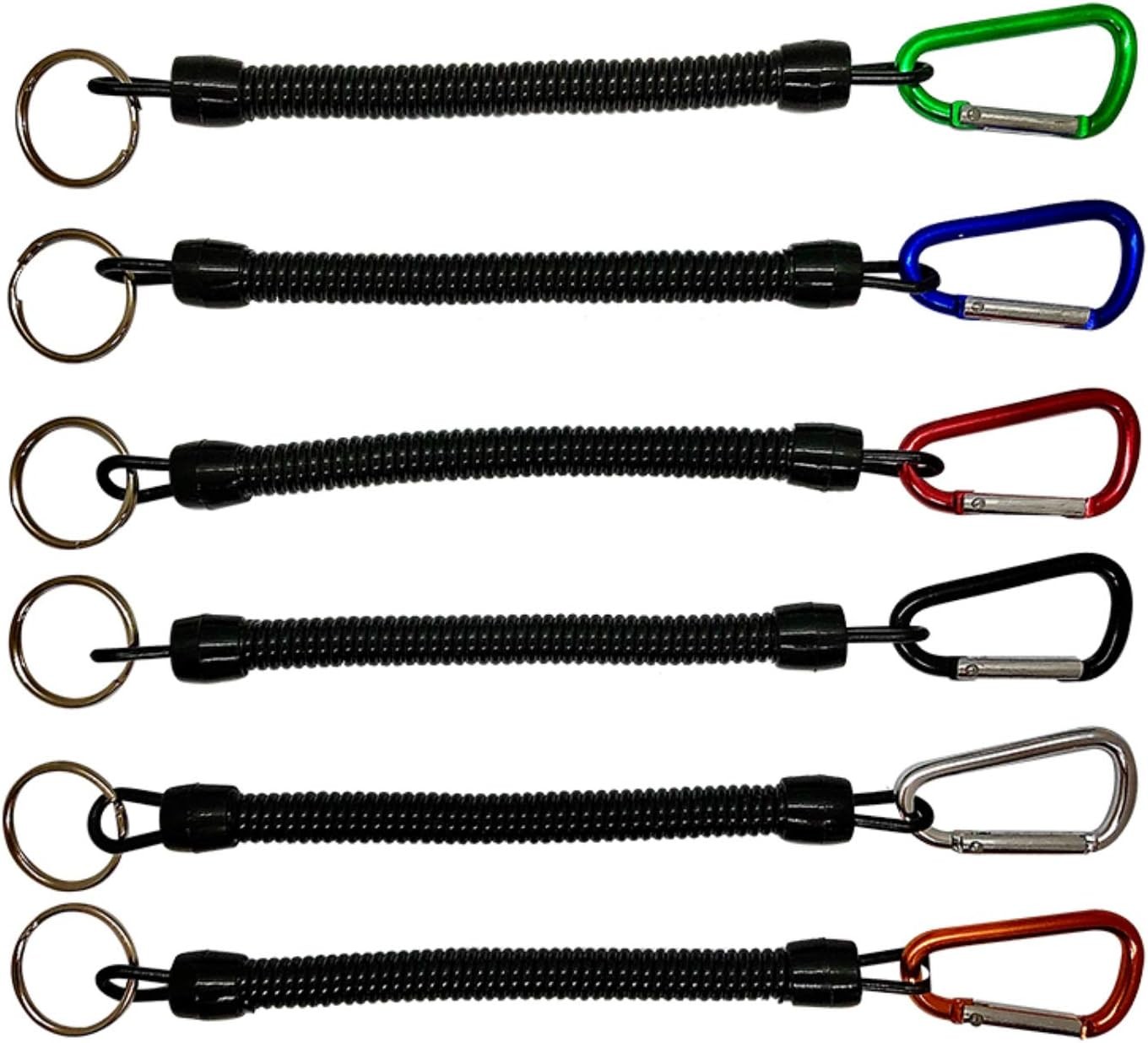 6 Pack Retractable Fishing Lanyards Coiled Tether Fishing Rope for Kayak Paddles