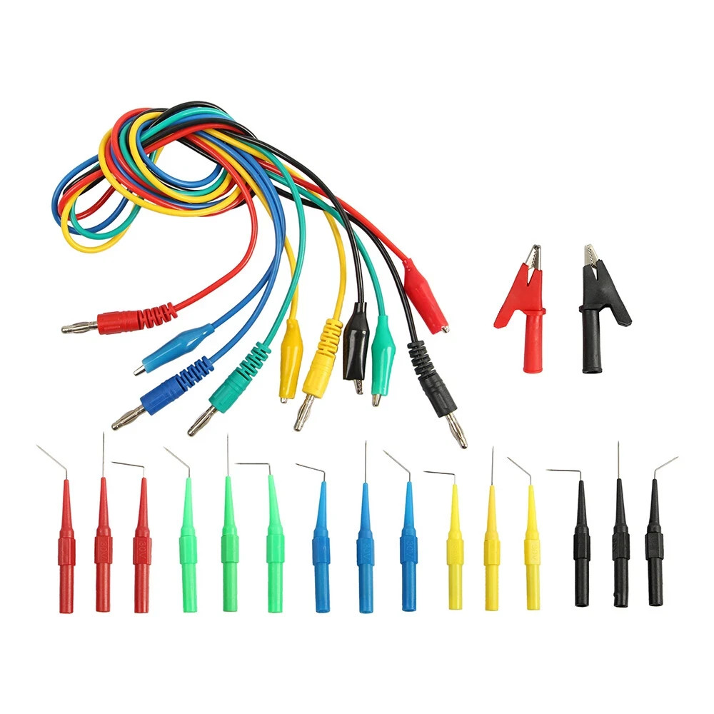 22pcs Automotive Back Probe kit Multimeter Test Leads Alligator Clips Wire Tool