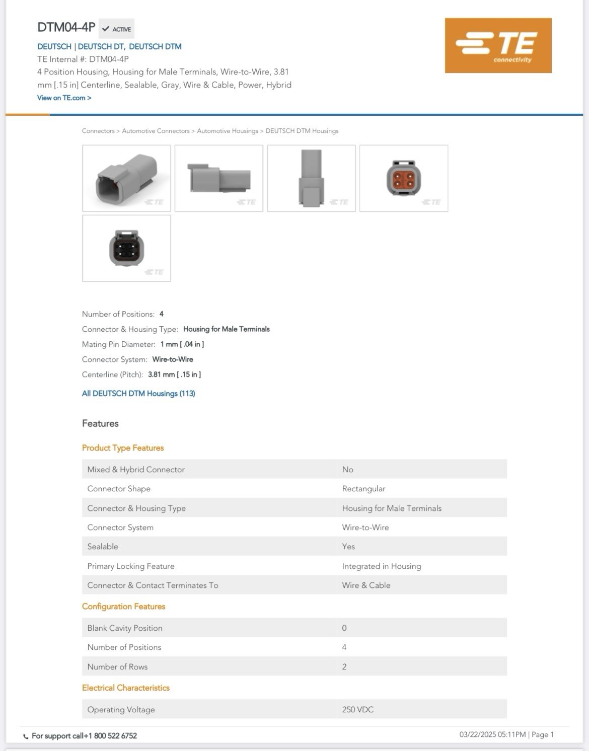 Deutsch #DTM04-4P 4pin Terminal Housing NEW Qty-25 Free Same Day Shipping!