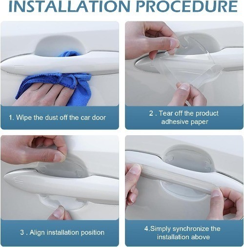 8PCS Car Door Handle Protector, Transparent Handle Bowl Scratch Protector, Car D