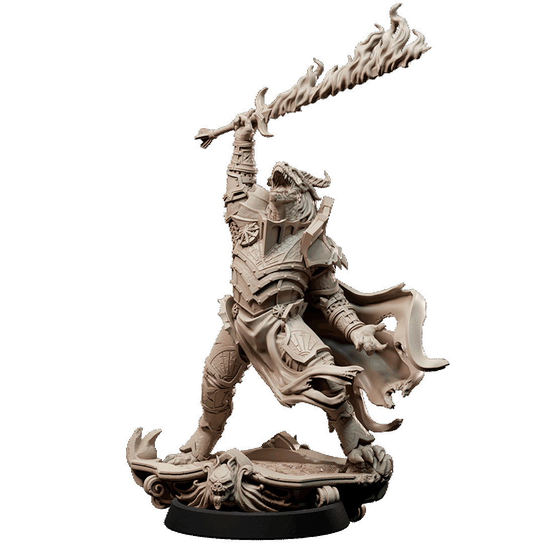 D&D Sunathaer Dragonborn Fighter 04 28mm and 32mm Scale Mini TTRPG