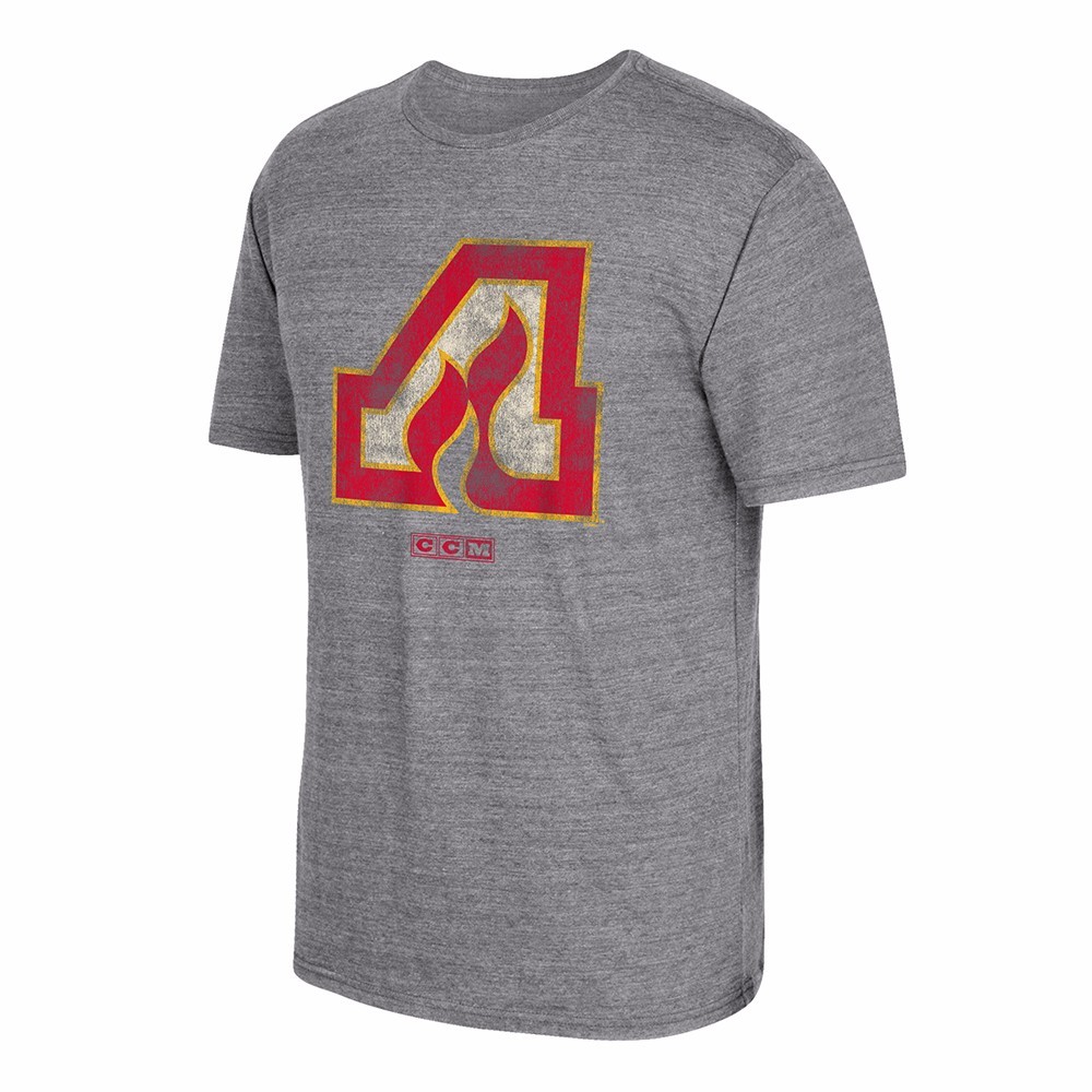 Atlanta Flames NHL CCM Vintage Men's Distressed Logo Grey T-Shirt