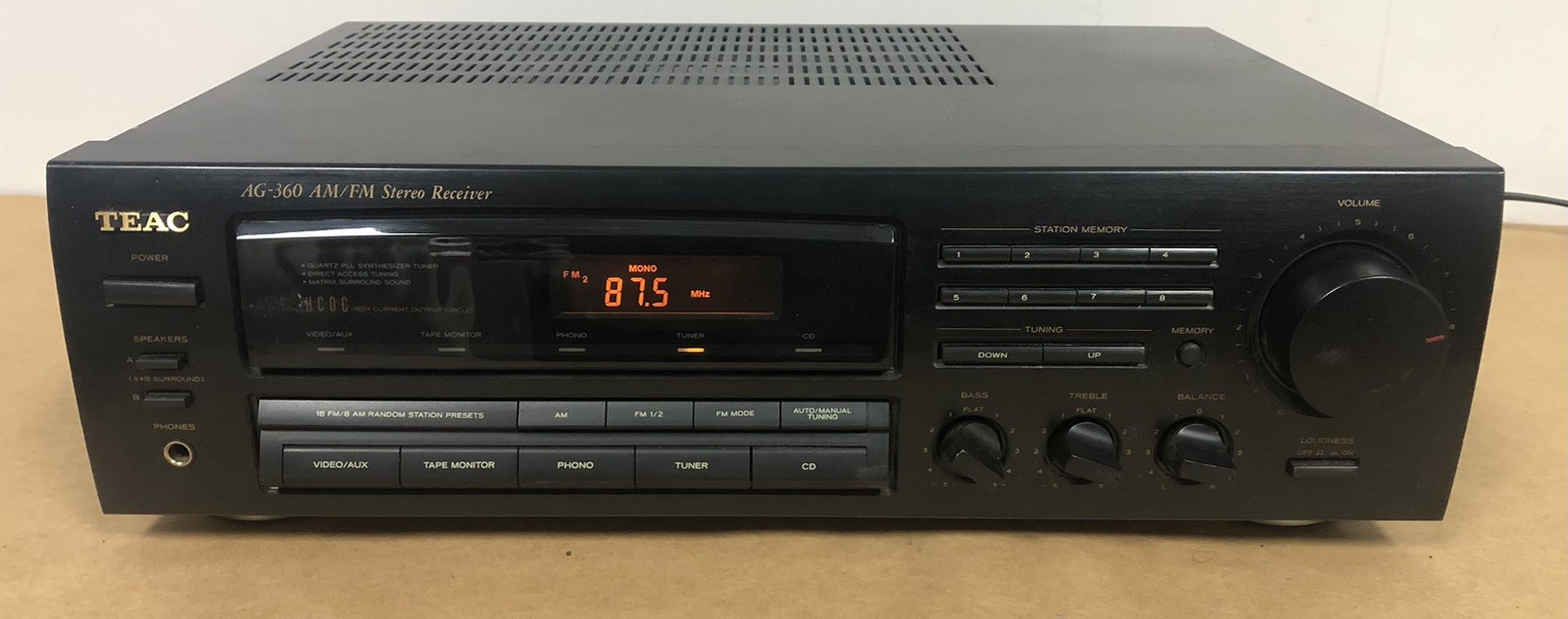 TEAC AG-360S AM-FM STEREO RECEIVER  No Remote