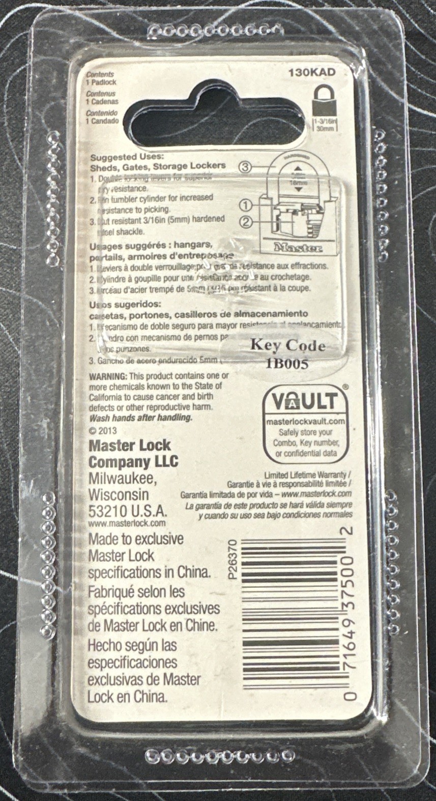 Master Lock 130KAD Extra Corrosion Resistance