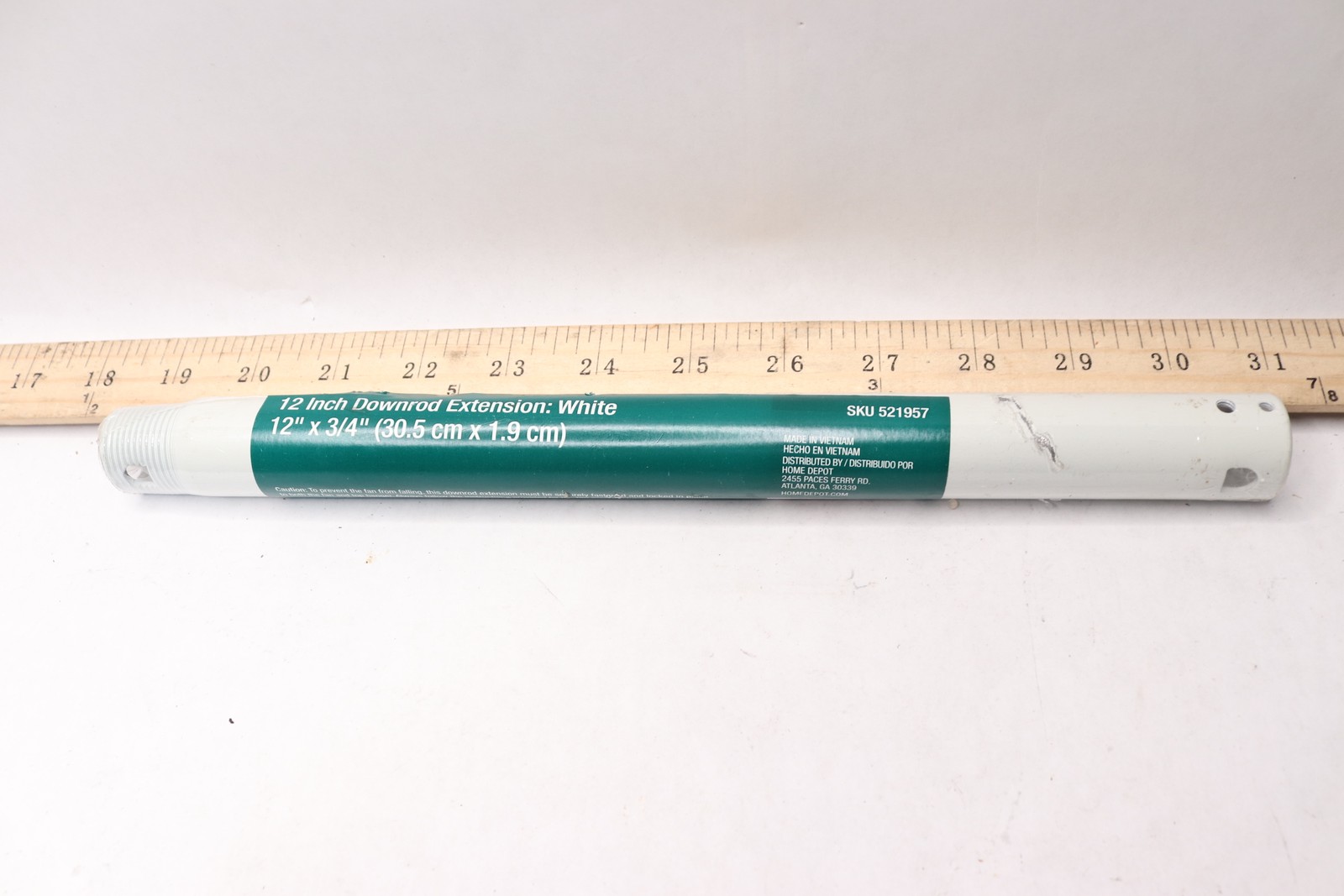 Downrod Extension White 12 x 3/4 521957