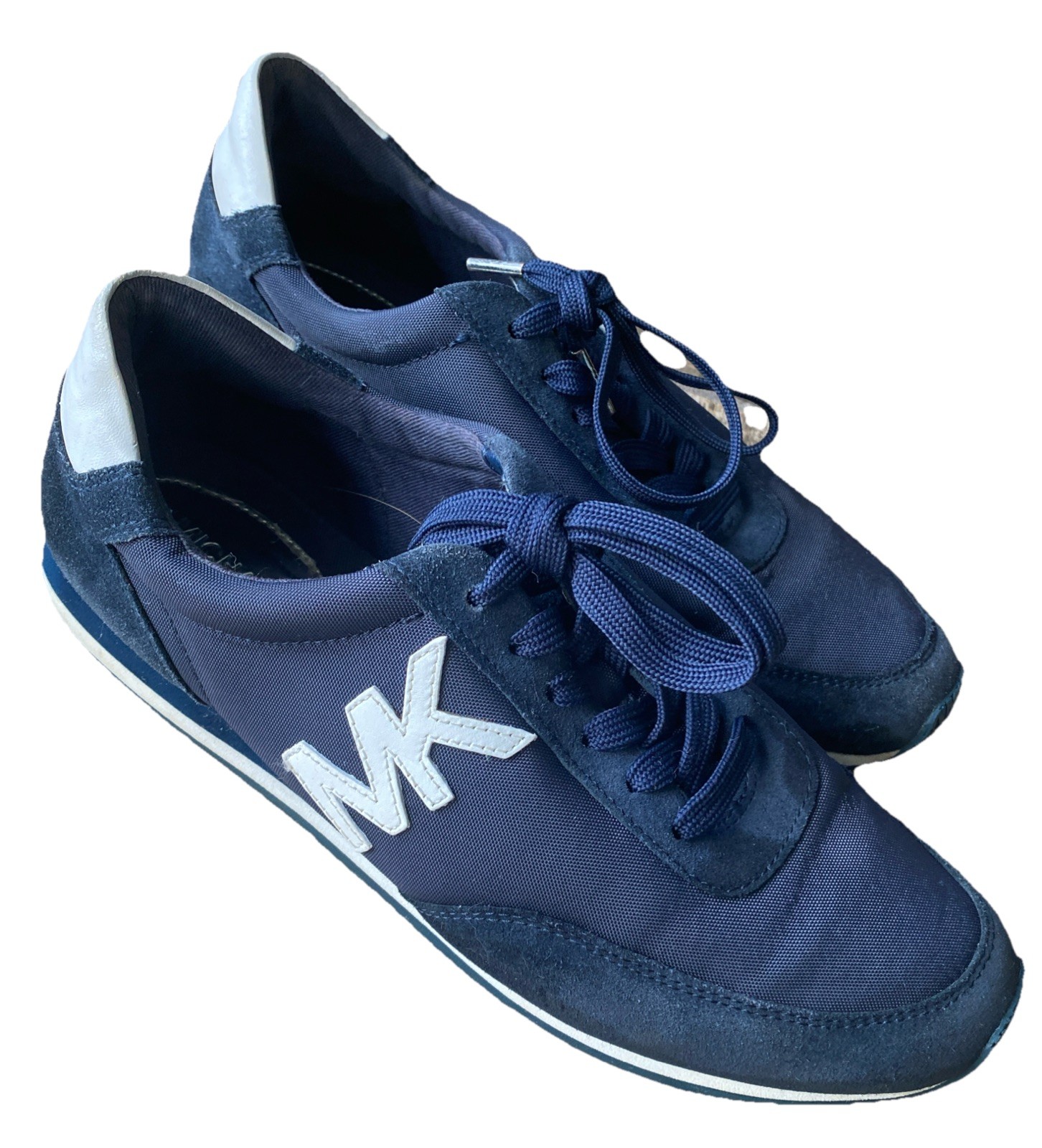 Michael Kors Women Suede Navy Blue /White Sneakers Casual Tennis Shoes Sz 8.5M